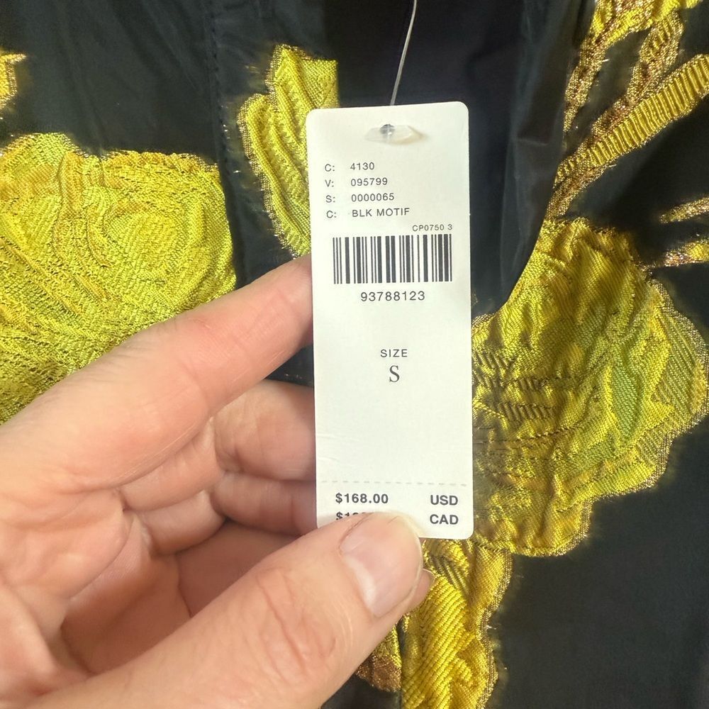 Anthropologie Gold Floral Jacquard Tunic Dress NWT Statement Mod Mini - Picture 6 of 9